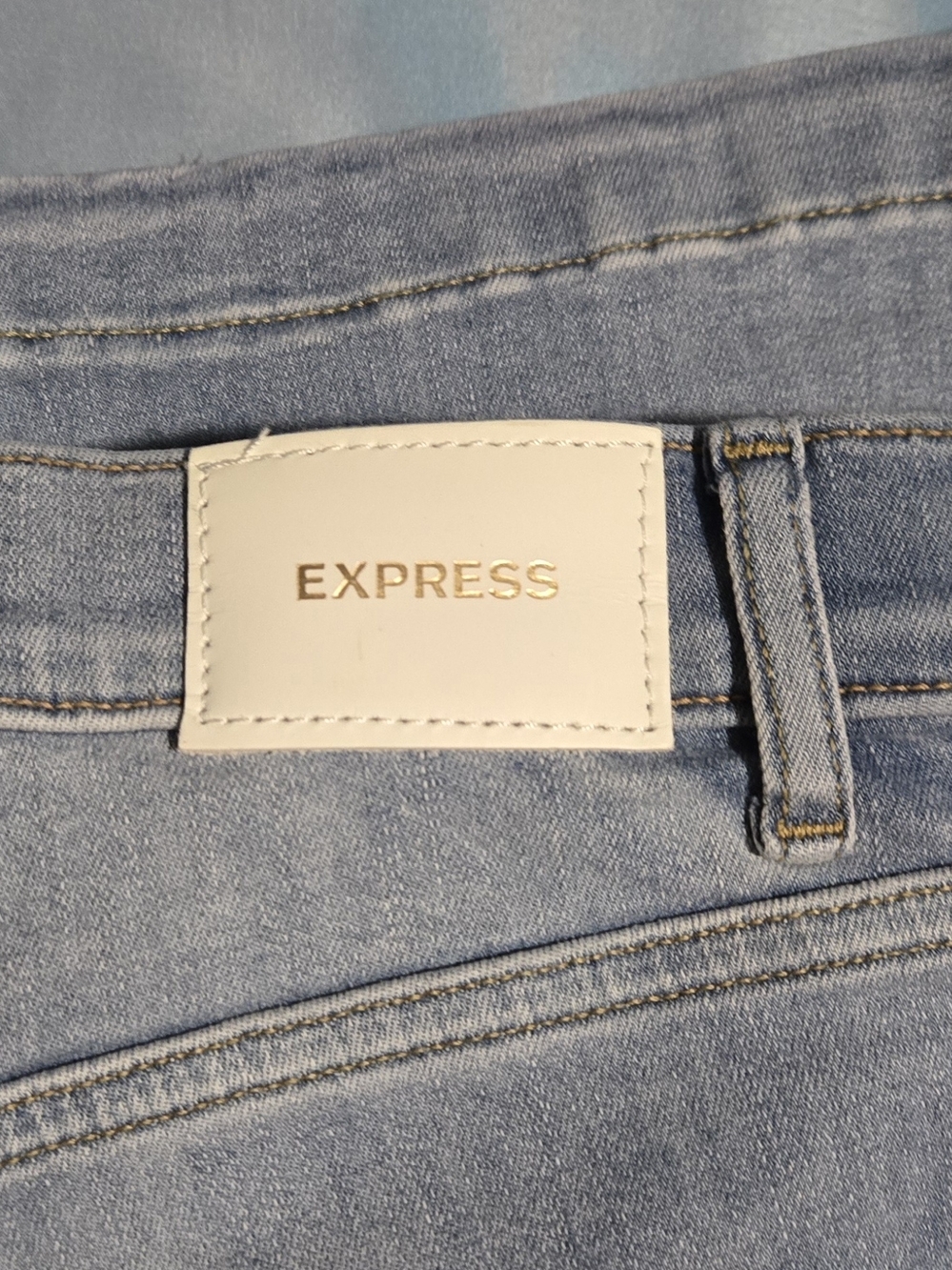Express High-Rise Light Blue Flare Jeans - Picture 3 of 4